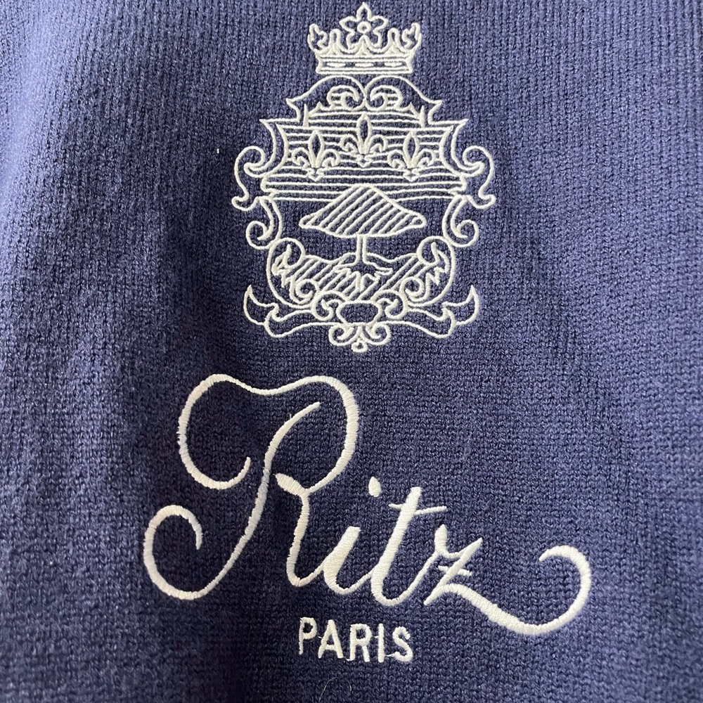 Frame Ritz Blue Sweater with Embroidered Crest - Picture 3 of 5